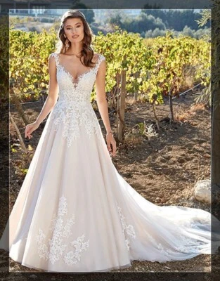 Romantisches Brautkleid Hochzeitskleid Träger Ivory Übergröße 32-60 Elfenbein - Bild 1 von 4