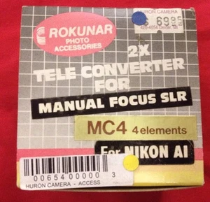 Rokunar 2x MC4 Telekonverter für manuellen Fokus Spiegelreflexkamera Nikon AI Elements Kamera Objektiv - Bild 1 von 7