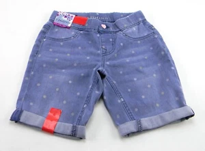 VIGOSS Girls' Stretch Pull-On Bermuda Short Sand Wash/Polka Dot Blue Size 10 - Picture 1 of 4
