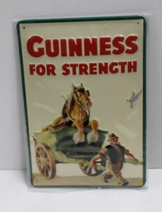 GUINNESS for Strength Hose Carriage Embossed Metal Sign 8" X 12" UK Imported 3D - Picture 1 of 2