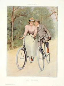 ORIGINAL VINTAGE POSTER FLIRT BY DELBRUCK FOR FIGARO ILLUSTRE 1898 - Picture 1 of 1