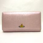 Auth Viviennewestwood Rose Gold Leather Long Wallet