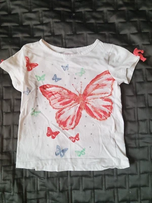 Camiseta blanca Lucky Penny para niñas pequeñas rosa azul mariposas lazos brillo 4T Foto 1 de 4