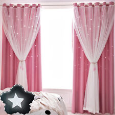 Stars Blackout Curtains for Living Room Bedroom Girls Kids Pink Window Curtains