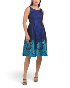 ADRIANNA PAPELL Floral Border Print Jacquard Dress (size 16) - Picture 1 of 2