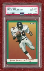 1991 Fleer #196 Steve Broussard PSA 10 GEM MINT POP 1 ATLANTA FALCONS - Bild 1 von 1