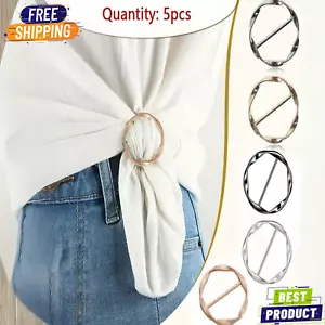 5pcs Alloy Round Buckle Set White Neck Scarf & T-Shirt Clip for Party & Wedding - Picture 1 of 10