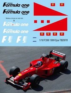 1/18 Decals per Ferrari F399 1999 Belgium Schumacher Irvine Salo TBD978 - Imagen 1 de 1