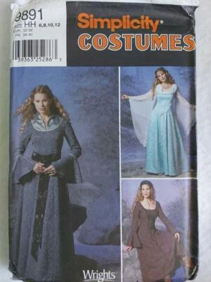 Simplicity 9891 Misses Renaissance Gown Costume Patterns Size 6-12     2001 - Image 1 of 2