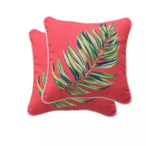 16 In. Maui Palm Square Outdoor Throw Pillow 16 in. W x 16 in. D x 6 in.H (2pcs) - Picture 1 of 2