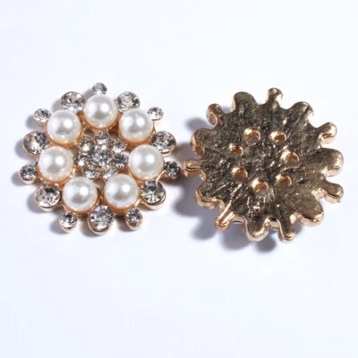 15PCS 28MM Fashion High Quality Pearls Buttons For Wedding Invitation Crystal - Image 1 of 3