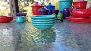 set of 4 stacking FRUIT BERRY DESSERT BOWL 5 3/8" turquoise blue FIESTA new - Picture 1 of 3