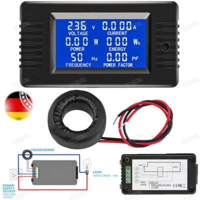 AC LCD-Panel 100A Digital Power Wattmeter Monitor Spannung Voltmeter Amperemeter - Bild 1 von 4