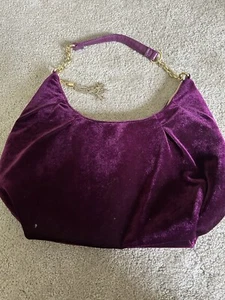 Purple Velvet & Satin Handbag Purse - Picture 1 of 4