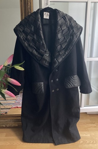 Early Sacai lana pelle cappotto giacca nero blu sottile chitose Abe Japan