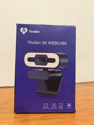 2K Webcam with Microphone and Ring Light Auto-Focus Adjustable Brightn - Image 1 of 3
