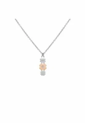 Collana in acciaio bicolore con quadrifogli e strass 1669687 - Immagine 1 di 4