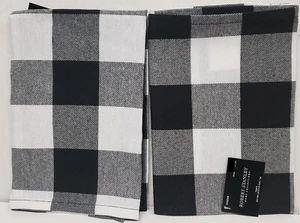 Set of 2 Same Fabric Napkins (18"x18") BLACK & WHITE CHECKERED, Robert Stanley - Picture 1 of 7