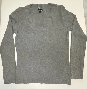 WOMENS APT 9 GREY RIBBED SCOOP NECK LONG SLEEVE SWEATER SIZE XL - Picture 1 of 5