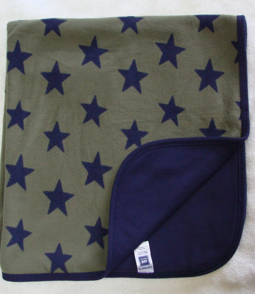 Manta de bebé Carters Micro polar azul y verde estrella Foto 1 de 1