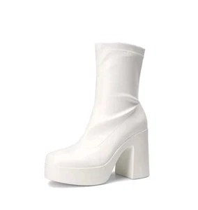 Gogo Boots SZ 8.5 Chunky Heel Platform Square Toe Booties Dream Pairs Cosplay - Picture 1 of 8