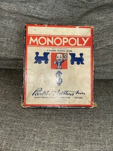 Vintage 1935 MONOPOLY Brettspiel Parker Brothers Holzfiguren. Kein Board! - Bild 1 von 6