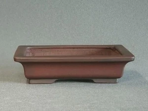 Japanese Bonsai Pot Tokoname BIGEI 6"(15.3cm) Brown Unglazed Rectangle G051 - Picture 1 of 4