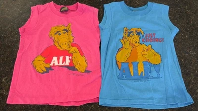 Vintage 1987 ALF Sleeveless Shirt Youth Girls Pink/Blue Lot Of 2 Size 10/12 - Image 1 of 4