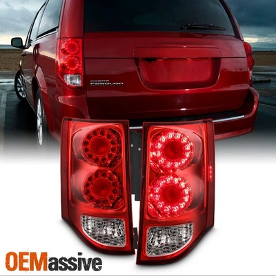Luces traseras LED rojas cromadas con par de intermitentes para Dodge Grand Caravan 2011-2020 Foto 1 de 4