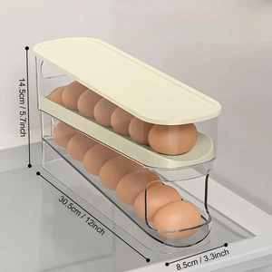 Egg Dispenser - Auto Rolling Egg Dispenser with Lid-Trays Container Holds 12 Egg - Picture 1 of 5