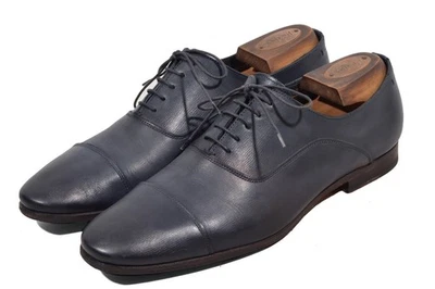 Sapatos masculinos Santoni oxfords azul marinho com cadarço UK10/US11 carmina autêntico - Imagem 1 de 4