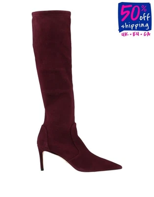 RRP€850 STUART WEITZMAN Suede Leather Boots US9.5 UK7 EU40 Red Made in Spain - Image 1 of 4