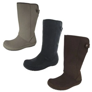 Crocs Womens Berryessa Tall Faux Suede Boot Shoes - Picture 1 of 10