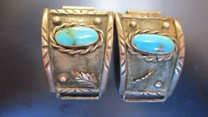 Vintage Indianer Sterlingsilber Türkis Uhrenspitzen Herren signiert - Bild 1 von 11