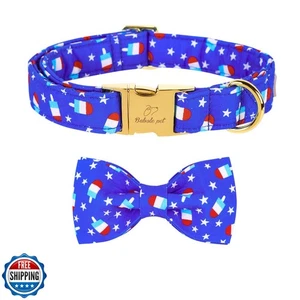 Babole Pet 4. Juli Hundehalsband mit Fliege, Sommer Eis am Stiel Flagge Tag Hund - Bild 1 von 5