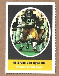 Estampillas de jugadores de acción de la NFL Sunoco 1972 Bruce van Dyke Pittsburgh Steelers - Imagen 1 de 1