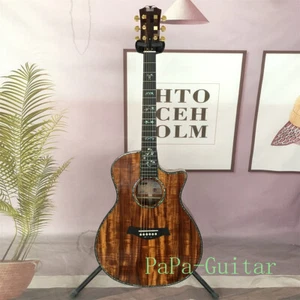 Guitarra Acústica Cutaway 916 Completo Koa Flor Incrustación Diapasón de Palisandro Envío Rápido - Imagen 1 de 11