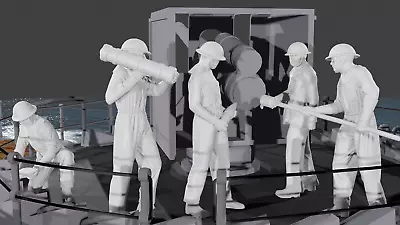 WWII Royal Navy - 4-inch Mk IX Gun Crew - Anti-Flash- 5 Figure Set - Image 1 of 4
