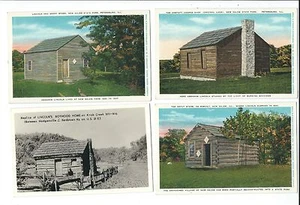 4 postales con fotos reales y de borde blanco vintage de las casas de Abraham Lincoln - Imagen 1 de 2