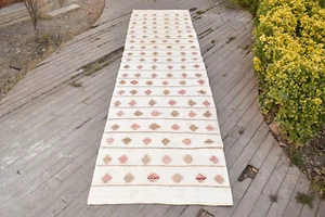 Alfombra Turca 3x13 Tamaño Corredor Oriental Kilim Pasillo Cicim 103x403cm - Imagen 1 de 11