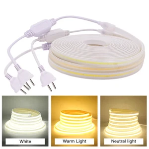 High Density 110V COB LED Strip Lights Flexible Tape Rope Cabinet Kitchen Lights - Picture 1 of 26