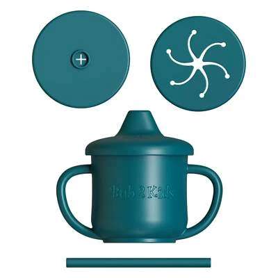 Silicone Sippy Cup, Snack Cup, and Straw Cup 3-in-1 Set - Teal Appeal - image 1 of 3