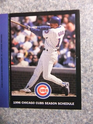 L#13  1996 Chicago Cubs pocket schedule, NrMt, Mark Grace - Image 1 of 3