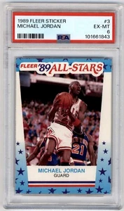 1989 Fleer All Stars Sticker Michael Jordan #3 PSA 6 Chicago Bulls - Picture 1 of 2