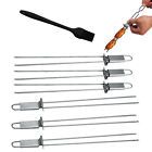 Easy Clean Brush Barbecue Skewers Double Prongs Stainless Steel With Handle