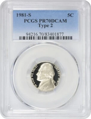 1981-S Jefferson Nickel Type 2 PR70DCAM PCGS - Image 1 of 2
