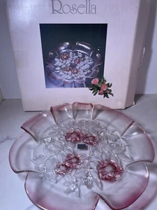 Vintage Mikasa Pink Rosella Crystal Floral Ruffled Edge Glass Serving Platter - Picture 1 of 9