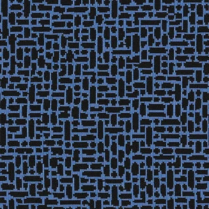 Arc/com Great wall Periwinkle Blue and black modern shapes Upholstery Fabric - Picture 1 of 2