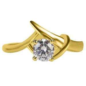 0.52Ct G-H VS2 5.00mm 100% Natural White Diamond Ring In Solid 14KT Yellow Gold - Picture 1 of 4