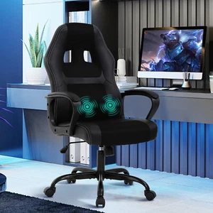 Massage Gaming Chair Office Ergonomic Racing Desk Chair Swivel Computer Chair  - Picture 1 of 12